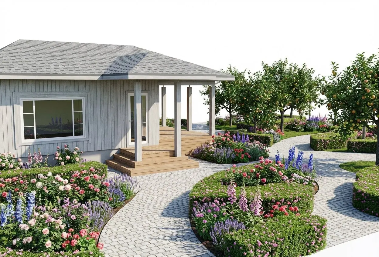 3D-скетч -> Цветущий сад (после)