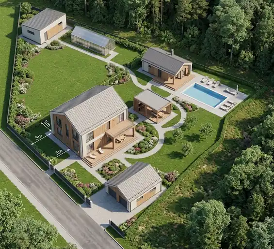 Участок → Посадка здания (после)